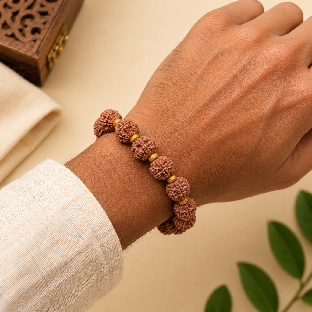 5 Mukhi Nepali Rudraksha Bracelet | Authentic Natural Rudraksha Beads