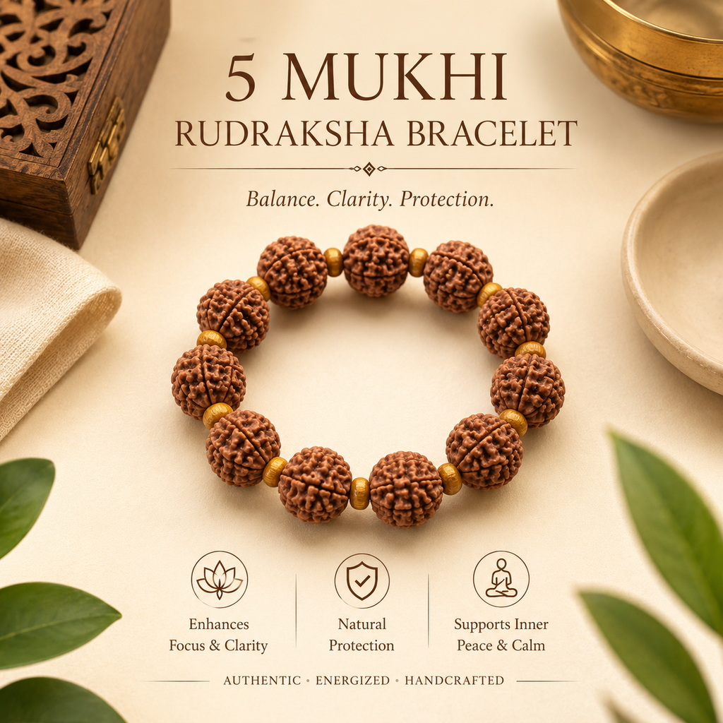 5 Mukhi Nepali Rudraksha Bracelet | Authentic Natural Rudraksha Beads