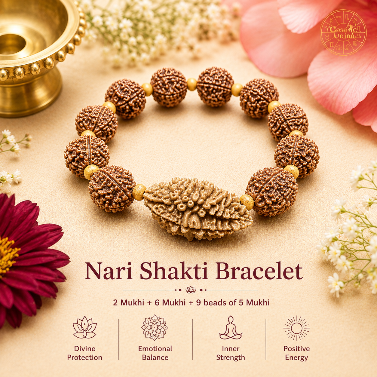 Nari Shakti Rudraksha Bracelet