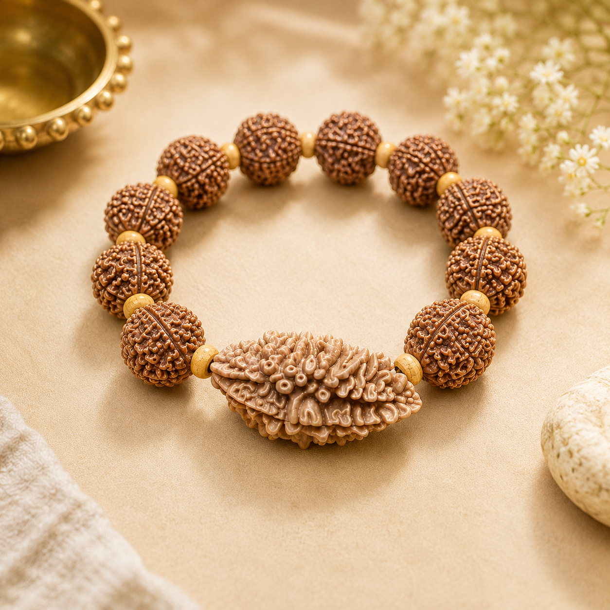 Nari Shakti  Rudraksha Bracelet Front