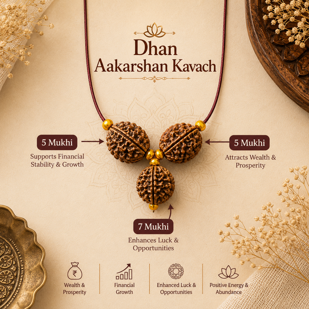 Handmade Prosperity Rudraksha Pendant