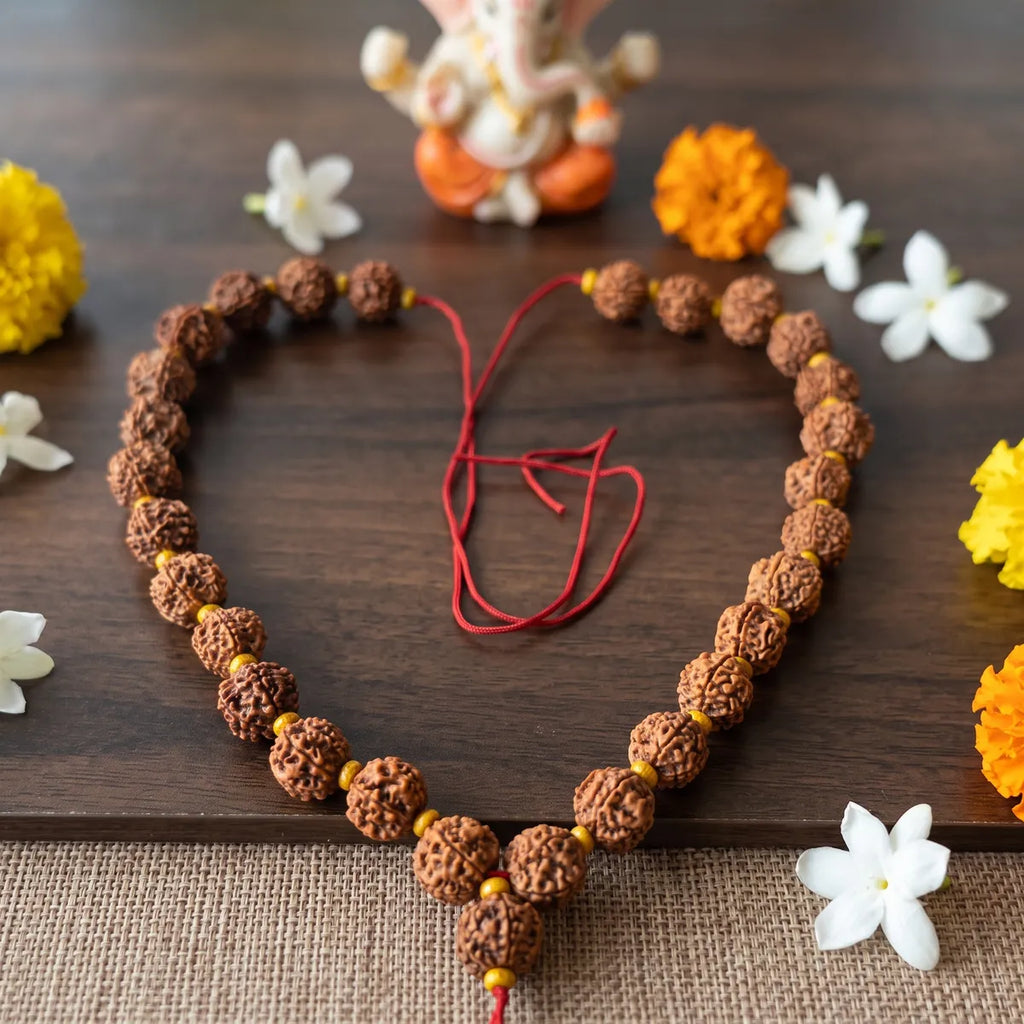 28 beads rudraksha mala, rudraksha kantha mala, 13mm rudraksha mala, nepali rudraksha, rudraksha necklace, spiritual mala, meditation mala, yoga accessory, shiva mala, cosmic urjaa