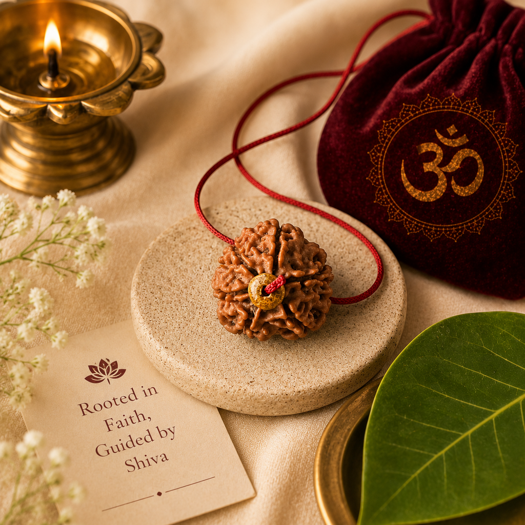 Natural Nepali 6 Mukhi Rudraksha spiritual pendant