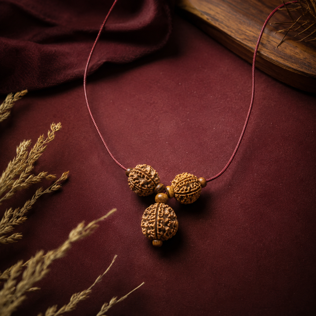 Stress Free Jeevan Kavach | 3 Mukhi + 4 Mukhi + 5 Mukhi Nepali Rudraksha Pendant